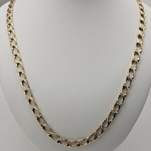 Solid 10K Yellow Gold Chain – 26” Diamond Cut Square Curb Link